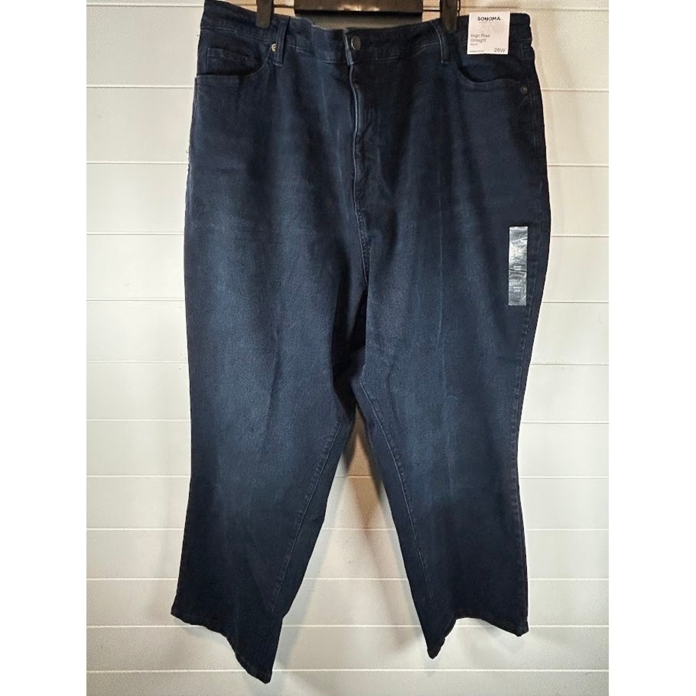 Sonoma Goods For Life High Rise Straight Leg Jeans Dark Wash Womens 28W NEW